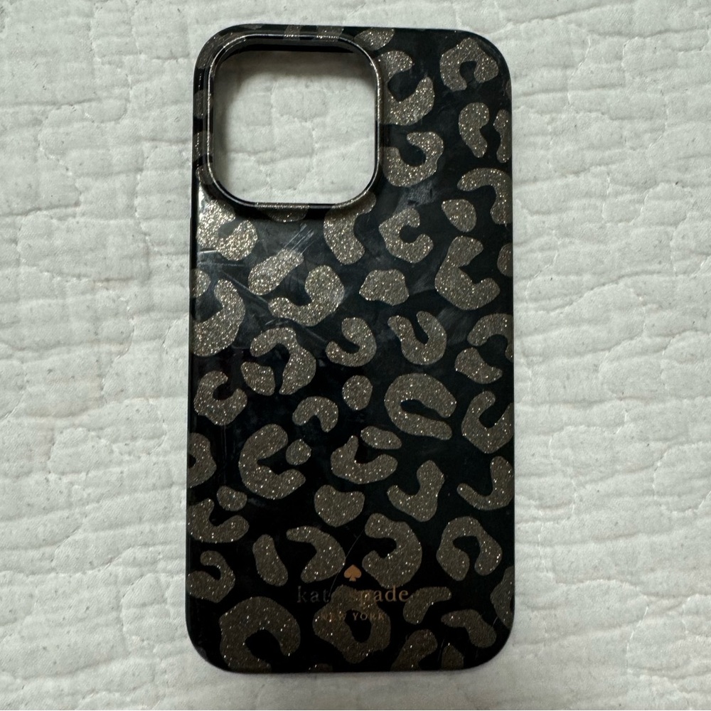 Kate Spade Black and Gold Leopard Print Iphone 13 pro case
